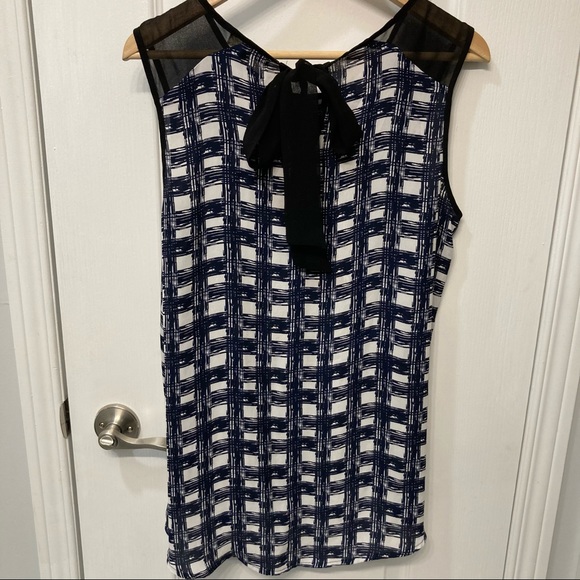 3/$30 Faith & Joy Sleeveless blouse Dark blue/white/black Size L - Picture 2 of 4